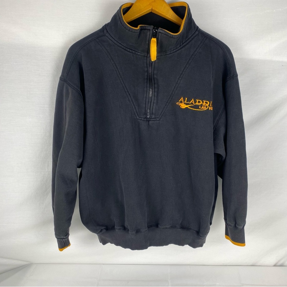 Aladdin Las Vegas Quarter Zip Sweatshirt Embroidered Pullover XL faded black